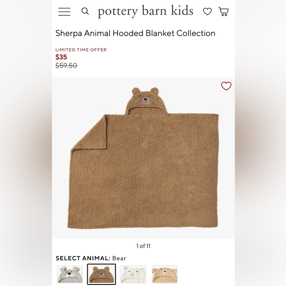 Pottery Barn Kids Sherpa Bear Blanket